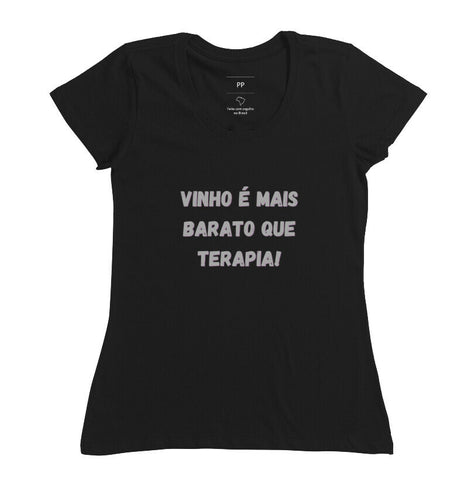 T-Shirt Wineaholic Lovers "Vinho é mais barato que terapia!"