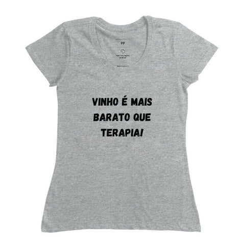 T-Shirt Wineaholic Lovers "Vinho é mais barato que terapia!"